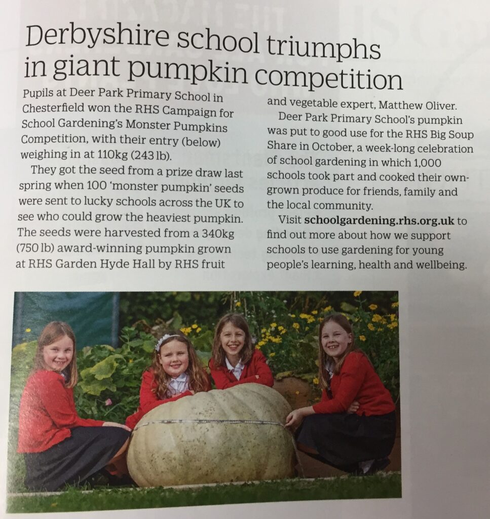 Derbyshire school triumphs in giant pumpkin competition